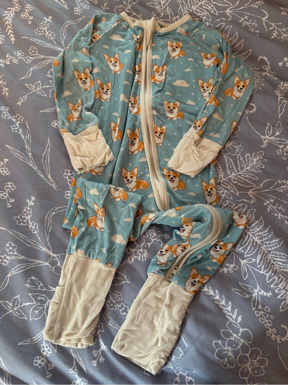Little One Shop Corgi Print Convertible Footie